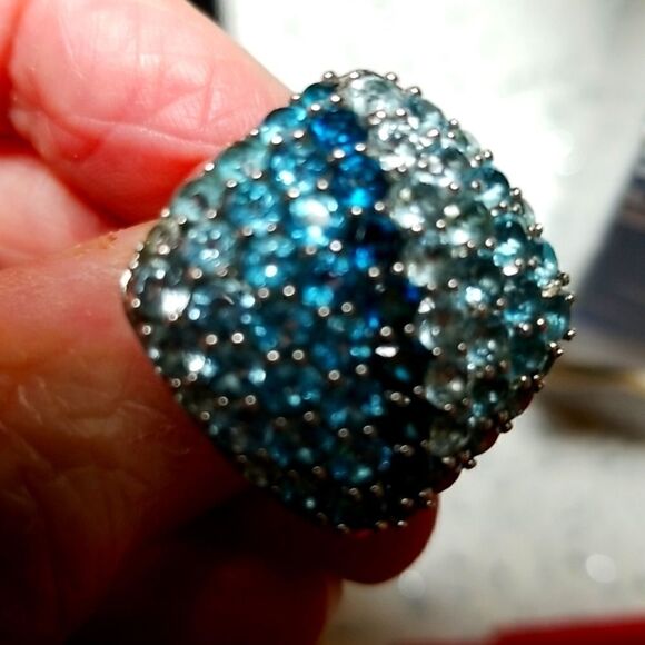 -GORGEOUS BLUE TOPAZ STONES RING!!!NEW!!! - Picture 4 of 9